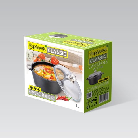 Garnek z pokrywką szklaną 28cm 5.8L MAESTRO MR-4628C