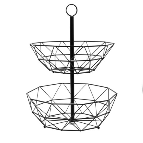 Kosz na owoce koszyk dwupoziomowy 2-piętrowy czarny BRUNBESTE BB-2533