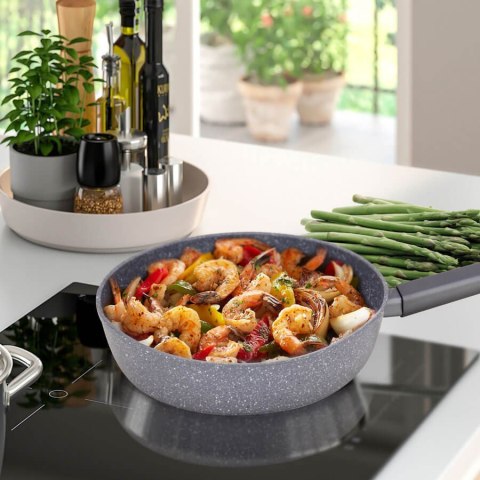 Patelnia granitowa na indukcję gaz 20cm szara MAESTRO MR-1201-20