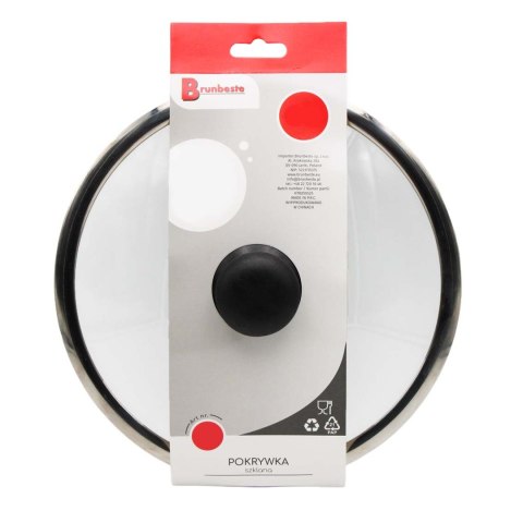 Pokrywka szklana do garnków z gałką i metalowym rantem Ø22cm BRUNBESTE BB-5526