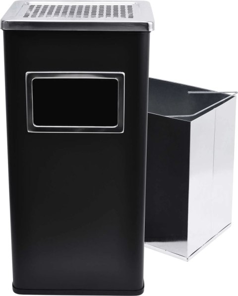 Popielnica z koszem na śmieci stojąca zewnętrzna DUŻA czarna 30L BRUNBESTE BB-2612