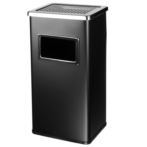 Popielnica z koszem na śmieci stojąca zewnętrzna DUŻA czarna 30L BRUNBESTE BB-2612