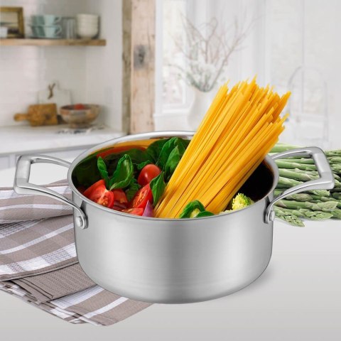 Profesjonalny garnek stalowy z pokrywką indukcja gaz 20cm 3.1L MAESTRO MR-3504-20