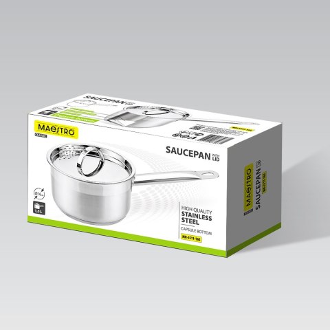 Rondel stalowy z pokrywką na indukcję gaz 16cm 1.5L MAESTRO MR-3511-16S