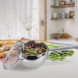 Rondel stalowy z pokrywką na indukcję gaz 16cm 1.5L MAESTRO MR-3516-16S