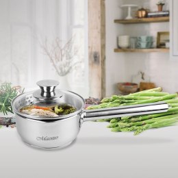 Rondel stalowy z pokrywką na indukcję gaz mały 14cm 1.0L MAESTRO MR-3510-14S