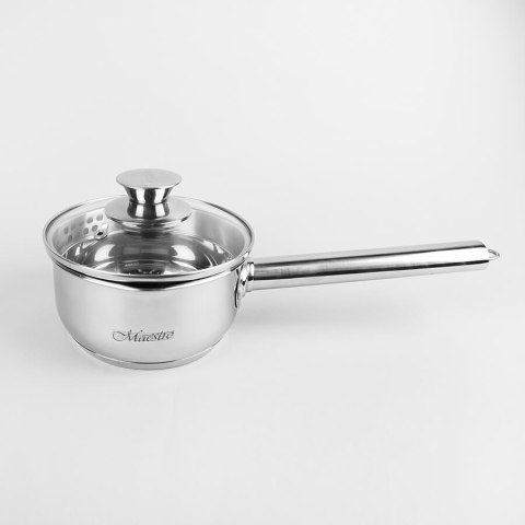 Rondel stalowy z pokrywką na indukcję gaz mały 14cm 1.0L MAESTRO MR-3510-14S