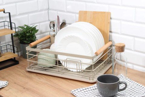 Suszarka do naczyń stojąca ociekacz na naczynia 42.5 x 32 x 15.5cm beżowa BRUNBESTE BB-3550