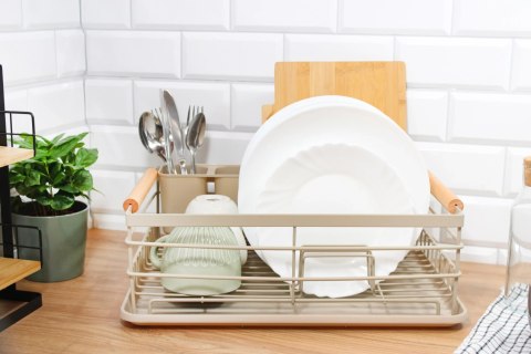 Suszarka do naczyń stojąca ociekacz na naczynia 42.5 x 32 x 15.5cm beżowa BRUNBESTE BB-3550