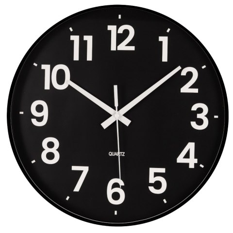 Zegar ścienny na ścianę do kuchni salonu kwarcowy czarny okrągły DUŻY 35CM BRUNBESTE BB-1878