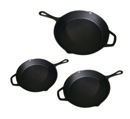 Zestaw 3 patelni żeliwnych 20 / 25 / 30cm indukcja ciężkie ROSSNER KL-1250