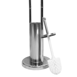 Zestaw łazienkowy szczotka do WC stojak na papier toaletowy kosz 3W1 srebrny BRUNBESTE BB-3921