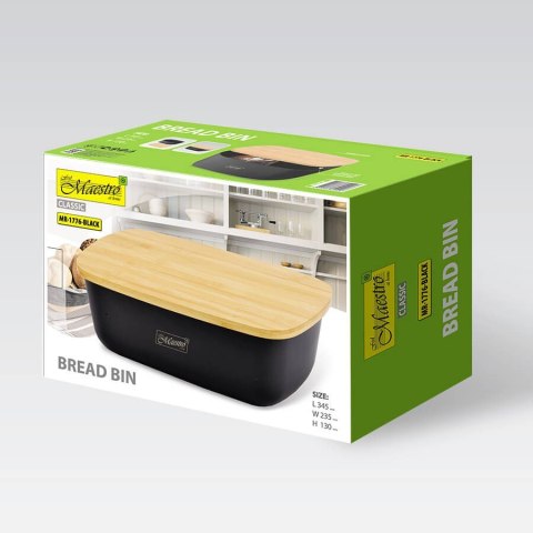 Chlebak z deską do krojenia czarny MAESTRO MR-1776-BLACK