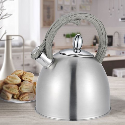 Czajnik stalowy z gwizdkiem na gaz indukcję 2.5L srebrny MAESTRO MR-1312