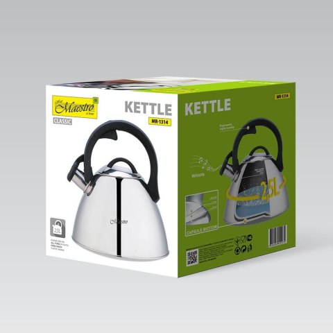 Czajnik stalowy z gwizdkiem na gaz indukcję 2.5L srebrny MAESTRO MR-1314