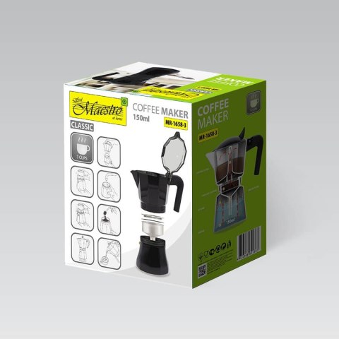 Kawiarka aluminiowa kafeterka 3 filiżanki 150ml MAESTRO MR-1658-3