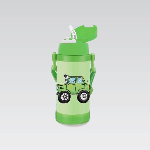 Kubek termiczny dla dzieci dziecka ze słomką 350ml autko MAESTRO MR-1640-35-B