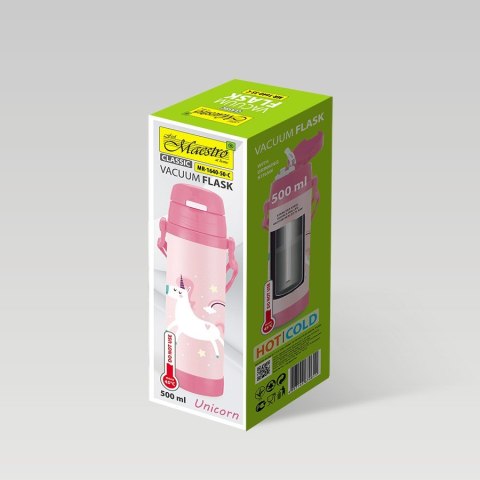 Kubek termiczny dla dzieci dziecka ze słomką 500ml jednorożec MAESTRO MR-1640-50-C