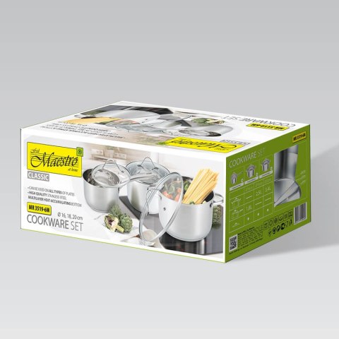 Zestaw garnków garnki komplet 6-ele 1.8L / 2.5L / 3.4L MAESTRO MR-3519-6M