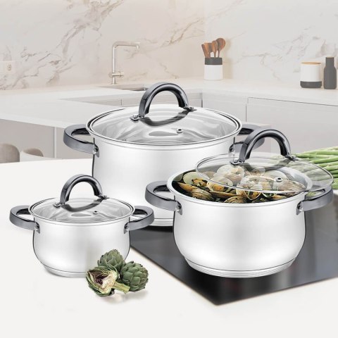 Zestaw garnków garnki komplet 6-ele 1.8L / 2.5L / 3.5L MAESTRO MR-3522-6M-BLACK