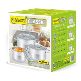 Zestaw garnków garnki komplet 6-ele 2.1L / 2.9L / 3.9L MAESTRO MR-3512-6M