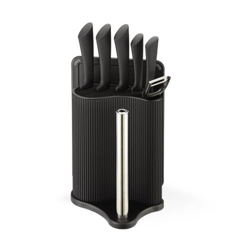 Zestaw noże w bloku, obieraczka, deska, uchwyt na ręcznik czarny MAESTRO MR-1413-BLACK