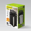 Zestaw noże w bloku, obieraczka, deska, uchwyt na ręcznik czarny MAESTRO MR-1413-BLACK