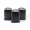 Zestaw pojemników kuchennych metalowe 3 sztuki czarne MAESTRO MR-1676-3S-BLACK