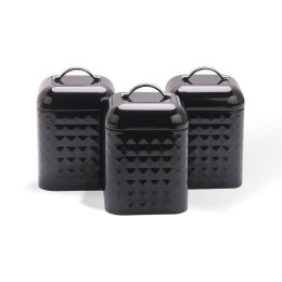 Zestaw pojemników kuchennych metalowe 3 sztuki czarne MAESTRO MR-1676-3S-BLACK