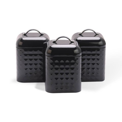 Zestaw pojemników kuchennych metalowe 3 sztuki czarne MAESTRO MR-1676-3S-BLACK