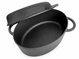 Brytfanna żeliwna z pokrywą grillową, 2w1, 6.4L, 34cm KRISBERG KS-7740