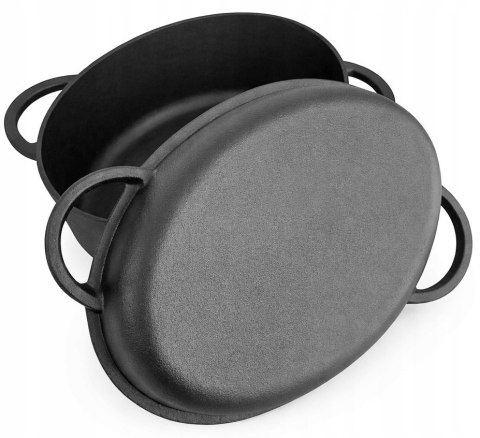 Brytfanna żeliwna z pokrywą grillową, 2w1, 6.4L, 34cm KRISBERG KS-7740