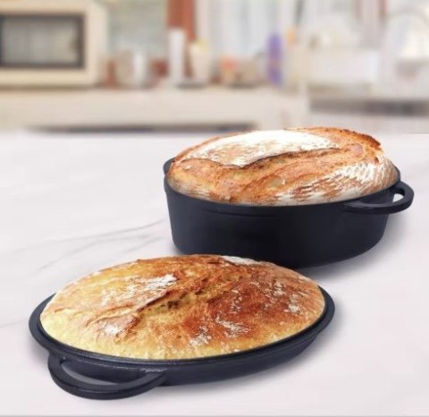 Brytfanna żeliwna z pokrywą grillową, 2w1, 6.4L, 34cm KRISBERG KS-7740