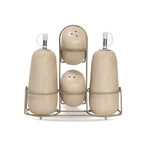Ceramiczny zestaw do przypraw 5-ele Geometry Beige MAESTRO MR-20004-04S