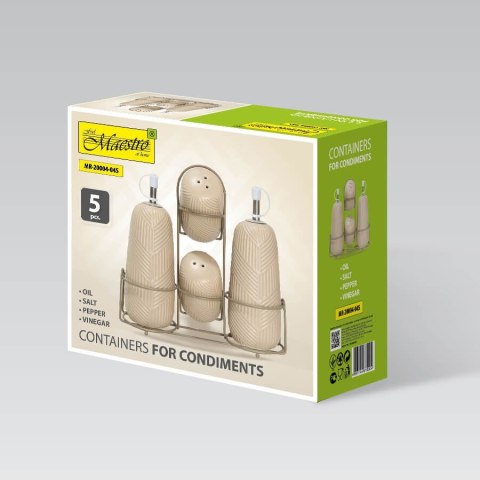Ceramiczny zestaw do przypraw 5-ele Geometry Beige MAESTRO MR-20004-04S