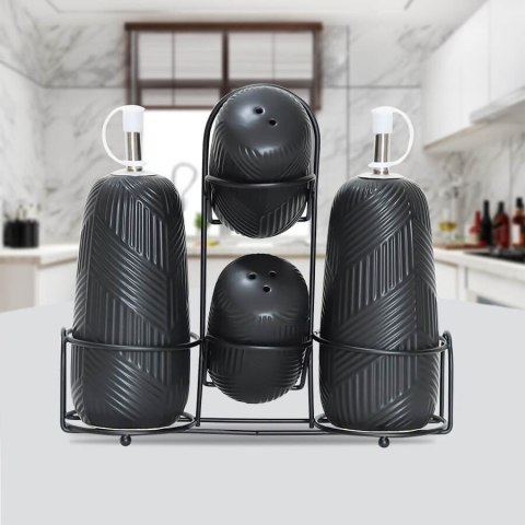 Ceramiczny zestaw do przypraw 5-ele Geometry Black MAESTRO MR-20003-04S