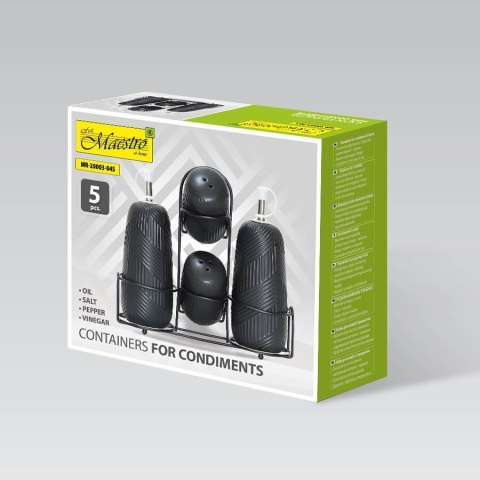 Ceramiczny zestaw do przypraw 5-ele Geometry Black MAESTRO MR-20003-04S
