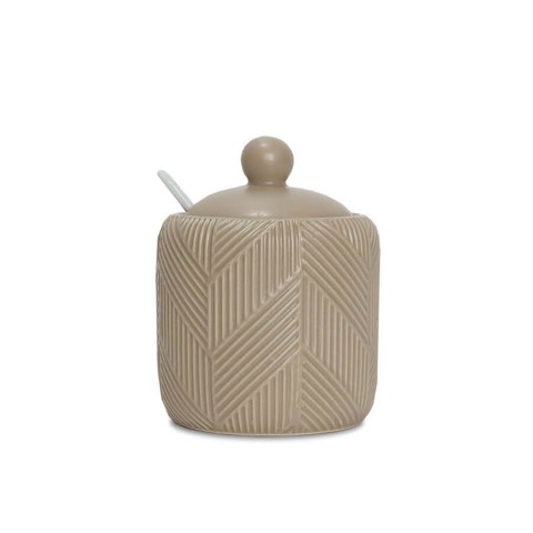 Cukiernica ceramiczna z łyżeczką cukierniczka pojemnik cukier Geometry Beige MAESTRO MR-20004-09