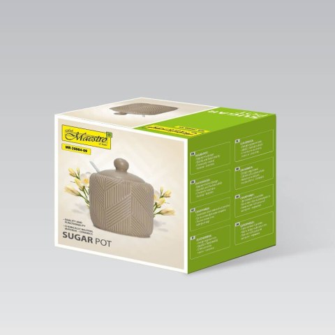 Cukiernica ceramiczna z łyżeczką cukierniczka pojemnik cukier Geometry Beige MAESTRO MR-20004-09