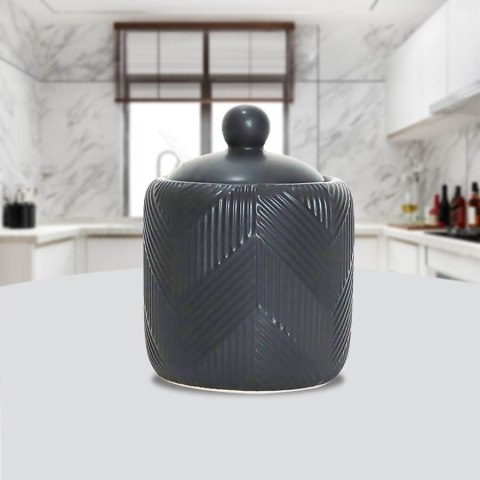 Cukiernica ceramiczna z łyżeczką cukierniczka pojemnik cukier Geometry Black MAESTRO MR-20003-09