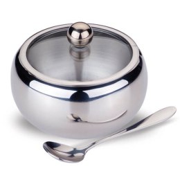 Cukiernica cukierniczka stalowa z łyżeczką na cukier duża 560ml MAESTRO MR-1696L