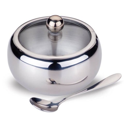 Cukiernica cukierniczka stalowa z łyżeczką na cukier duża 560ml MAESTRO MR-1696L