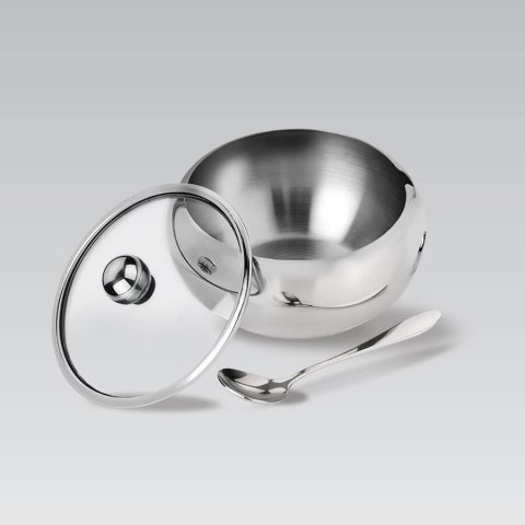 Cukiernica cukierniczka stalowa z łyżeczką na cukier duża 560ml MAESTRO MR-1696L