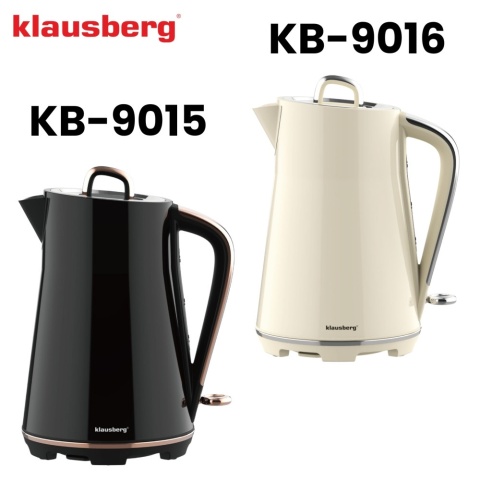 Czajnik elektryczny, stal nierdzewna, czarny, 1,7L, 1850-2200W, KLAUSBERG, KB-9015
