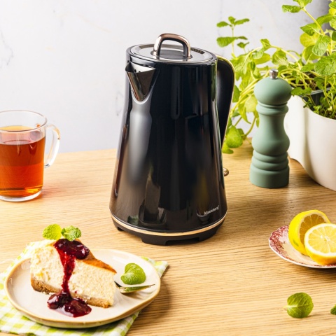 Czajnik elektryczny, stal nierdzewna, czarny, 1,7L, 1850-2200W, KLAUSBERG, KB-9015