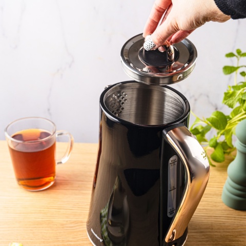 Czajnik elektryczny, stal nierdzewna, czarny, 1,7L, 1850-2200W, KLAUSBERG, KB-9015