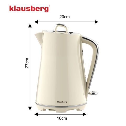 Czajnik elektryczny, stal nierdzewna, kremowy, 1,7L, 1850-2200W, KLAUSBERG, KB-9016