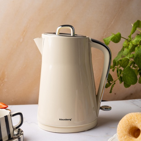 Czajnik elektryczny, stal nierdzewna, kremowy, 1,7L, 1850-2200W, KLAUSBERG, KB-9016