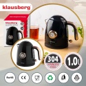 Czajnik elektryczny z termometrem, stal nierdzewna, czarny, 1,0L, 1200W, KLAUSBERG, KB-9017