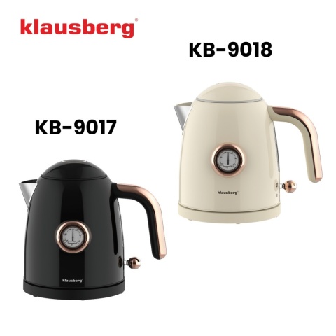 Czajnik elektryczny z termometrem, stal nierdzewna, czarny, 1,0L, 1200W, KLAUSBERG, KB-9017